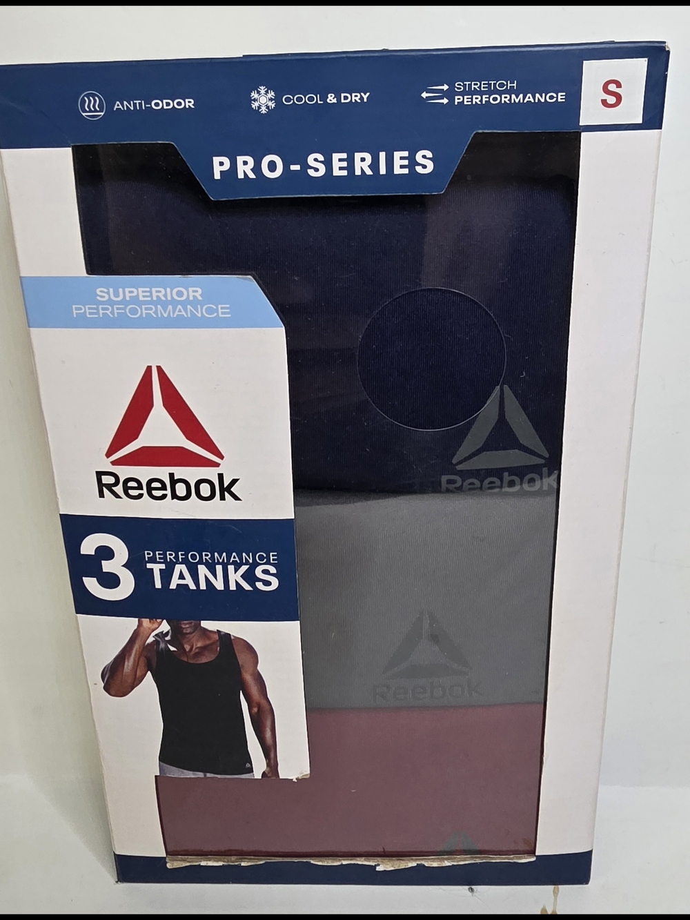 Reebok 3Pk Pro Series Performance Tanks Mens Small